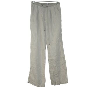 James Perse Los Angeles Beige 100% Linen Wide Leg Drawstring Pants beach costal